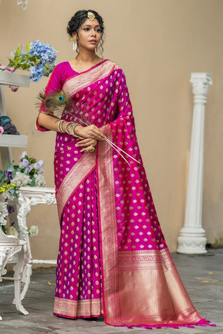 Ship From India! Soft Banarasi Cotton Silk Saree with Pure Zari over the Pallu Fully Stitched Blouse, Listing ID: PRE8978821316890