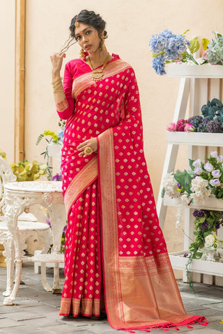 Ship From India! Soft Banarasi Cotton Silk Saree with Pure Zari over the Pallu Fully Stitched Blouse, Listing ID: PRE8978821316890