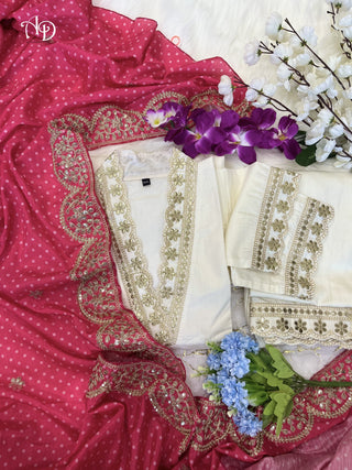 Ship From India! Varman Dresses For Women Party Wear Gown Kurtis Suit Chandler Cotton Silk Traditional White Color, Listing ID: PRE8956635283738