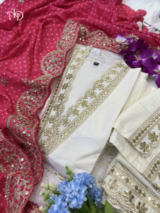 Ship From India! Varman Dresses For Women Party Wear Gown Kurtis Suit Chandler Cotton Silk Traditional White Color, Listing ID: PRE8956635283738
