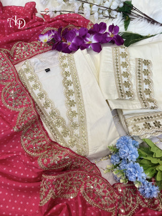 Ship From India! Varman Dresses For Women Party Wear Gown Kurtis Suit Chandler Cotton Silk Traditional White Color, Listing ID: PRE8956635283738