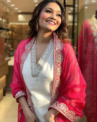 Ship From India! Varman Dresses For Women Party Wear Gown Kurtis Suit Chandler Cotton Silk Traditional White Color, Listing ID: PRE8956635283738