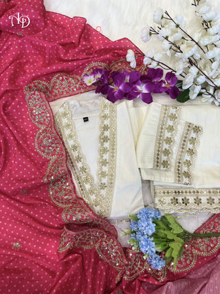 Ship From India! Varman Dresses For Women Party Wear Gown Kurtis Suit Chandler Cotton Silk Traditional White Color, Listing ID: PRE8956635283738