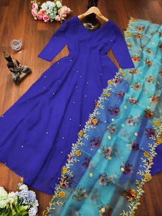 2-3 Days Delivery! Dresses For Women Party Wear Gown Kurtis Suit Georgette with Embroidery Maxi, Listing ID: 8970605625626