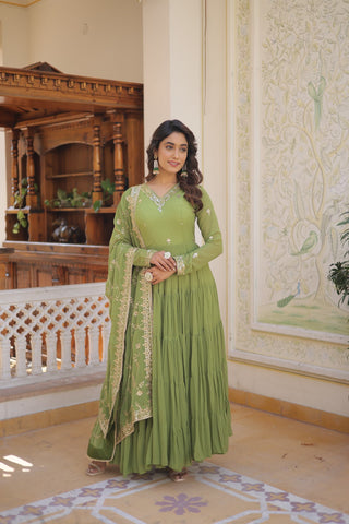Ship From India! Varman Dresses For Women Party Wear Gown Kurtis Suit Georgette with Sequins Embroidery Work, Listing ID: PRE8939972296986