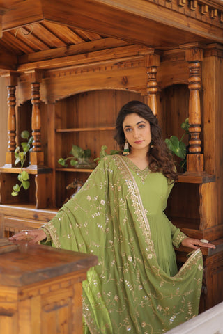 Ship From India! Varman Dresses For Women Party Wear Gown Kurtis Suit Georgette with Sequins Embroidery Work, Listing ID: PRE8939972296986