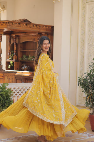 Ship From India! Varman Dresses For Women Party Wear Gown Kurtis Suit Georgette with Sequins Embroidery Work, Listing ID: PRE8939972296986