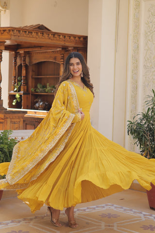 Ship From India! Varman Dresses For Women Party Wear Gown Kurtis Suit Georgette with Sequins Embroidery Work, Listing ID: PRE8939972296986