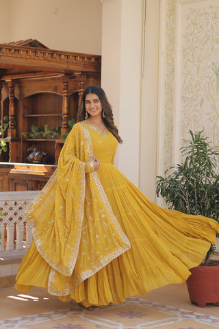 Ship From India! Varman Dresses For Women Party Wear Gown Kurtis Suit Georgette with Sequins Embroidery Work, Listing ID: PRE8939972296986