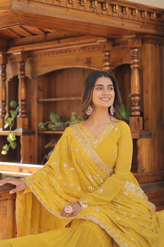 Ship From India! Varman Dresses For Women Party Wear Gown Kurtis Suit Georgette with Sequins Embroidery Work, Listing ID: PRE8939972296986