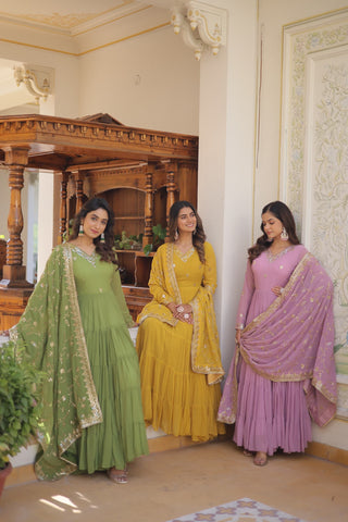 Ship From India! Varman Dresses For Women Party Wear Gown Kurtis Suit Georgette with Sequins Embroidery Work, Listing ID: PRE8939972296986