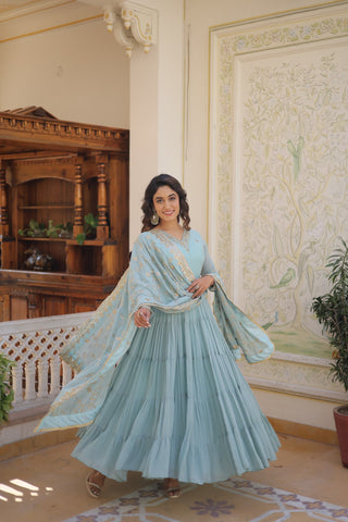 Ship From India! Varman Dresses For Women Party Wear Gown Kurtis Suit Georgette with Sequins Embroidery Work, Listing ID: PRE8939972296986