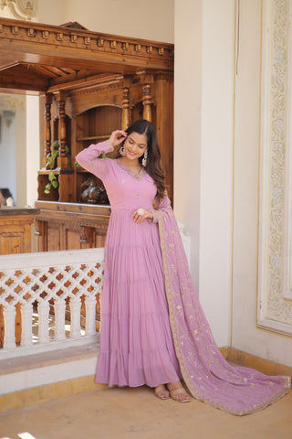 Ship From India! Varman Dresses For Women Party Wear Gown Kurtis Suit Georgette with Sequins Embroidery Work, Listing ID: PRE8939972296986