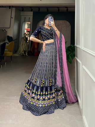 Ship From India! Varman Lehenga For Women Ready To Wear Lehenga Choli Georgette Sequins, Thread Embroidery Party Wear Fully Stitched Blouse, Listing ID: PRE8943651979546