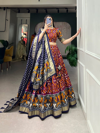 Ship From India! A exquisite Tussar Silk Lehenga Choli Set with Perfect print design Fully Stitched, Listing ID: PRE8971728027930