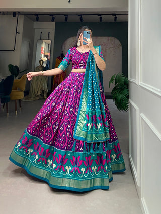 indian-women-lehenga-choli-tussar-silk