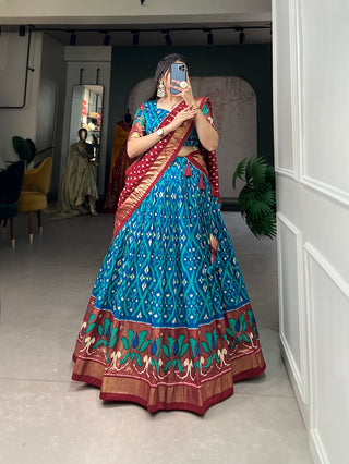 Ship From India! A exquisite Tussar Silk Lehenga Choli Set with Perfect print design Fully Stitched, Listing ID: PRE8971728027930