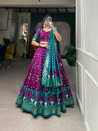 Ship From India! A exquisite Tussar Silk Lehenga Choli Set with Perfect print design Fully Stitched, Listing ID: PRE8971728027930