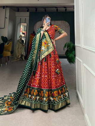 Ship From India! A exquisite Tussar Silk Lehenga Choli Set with Perfect print design Fully Stitched, Listing ID: PRE8971728027930