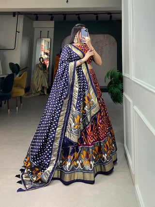 Ship From India! A exquisite Tussar Silk Lehenga Choli Set with Perfect print design Fully Stitched, Listing ID: PRE8971728027930