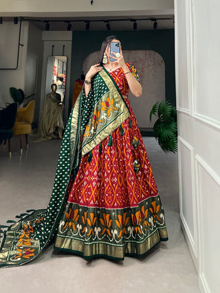 Ship From India! A exquisite Tussar Silk Lehenga Choli Set with Perfect print design Fully Stitched, Listing ID: PRE8971728027930