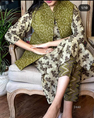 jaipuri-kurti-pant-koti-set-pure-cotton-with-all-over-print-work-color-green-2