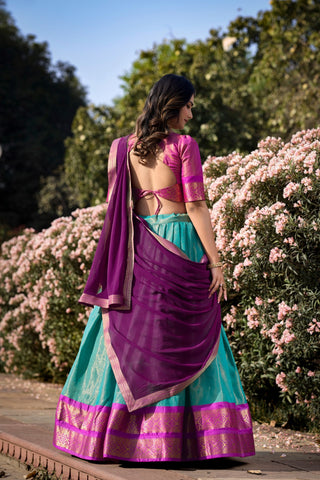 kanchipuram-lehenga-choli-dupatta-set-zari-weaving-work-color-dark-green-3