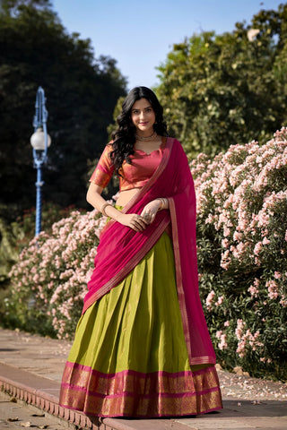 1-4 Days Delivery! Varman Lehenga For Women / Girls Ready To Wear Lehenga Choli Dupatta Set Kanchipuram With Zari Weaving Work Party Wear Fully Stitched Blouse, Listing ID: 9822704664858