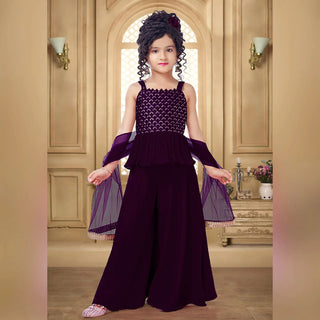 2-3 Days Delivery! Kids Wear Embroidery Kurti Sharara With Dupatta, Listing ID: 8909473120538