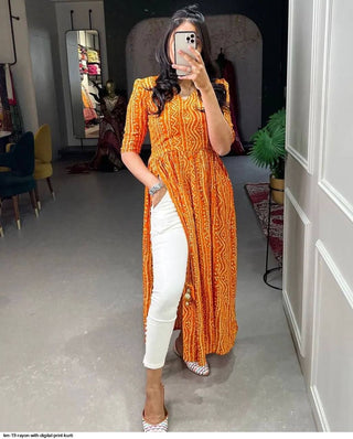 2-3 Days Delivery! Indian Kurtis for Women Indian Wear Ready to Wear Rayon with Digital Print Party Wear 1 Piece, Listing ID: 8957085778202