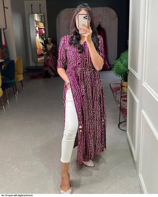 2-3 Days Delivery! Indian Kurtis for Women Indian Wear Ready to Wear Rayon with Digital Print Party Wear 1 Piece, Listing ID: 8957085778202