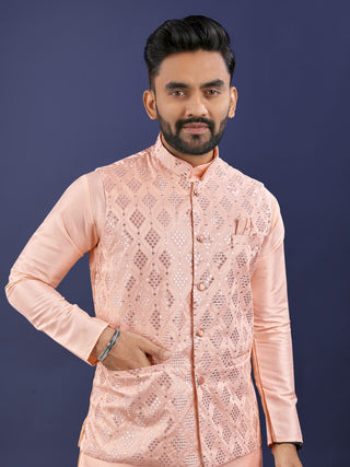 kurta-koti-pyjama-set-with-embroidery-sequence-work-color-pink-5