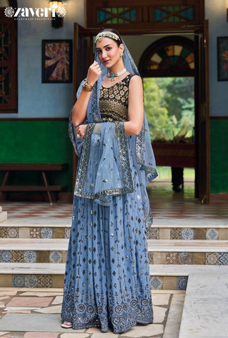 2-3 Days Delivery! Indian Lehenga for Women Ready to Wear Designer Lehenga Choli   Georgette Embroidery, Sequin Blue Color  Fully Stitched Blouse, Listing ID: 198354998