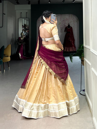 lehenga-choli-dupatta-set-kanchipuram-zari-weaving-work-color-sand-3