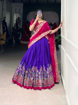 lehenga-choli-dupatta-set-tussar-silk-foil-print-sequins-thread-embroidery-work-color-purple-1