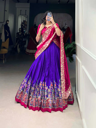 lehenga-choli-dupatta-set-tussar-silk-foil-print-sequins-thread-embroidery-work-color-purple-2