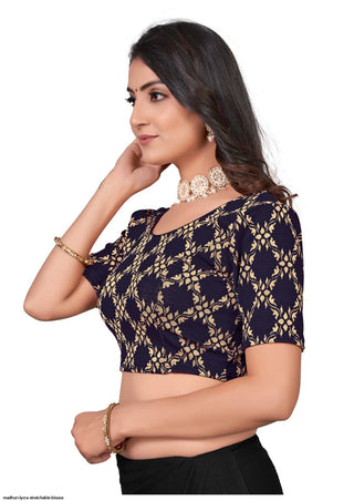 2-3 Days Delivery! Indian Blouses for Sarees Women Ready to Lycra  Jacquard Vaved Blouse Blouse Party Wear Black Color, Listing ID: 8664748720410