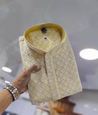 men-kurta-chudidar-pyjama-set-heavy-rayon-lucknowi-work-mate-sequence-color-yellow