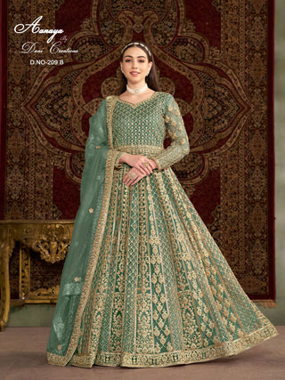 net-long-gown-dupatta-sequence-embroidery-work-color-green