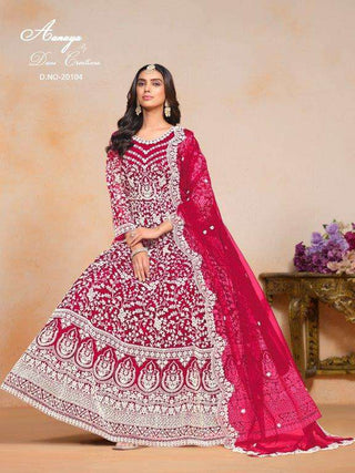 net-long-gown-dupatta-sequence-embroidery-work-color-red