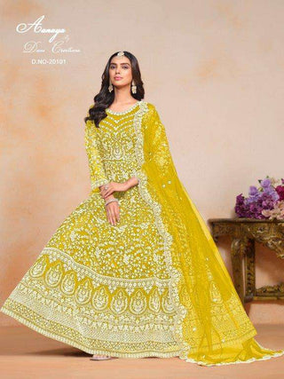 net-long-gown-dupatta-sequence-embroidery-work-color-yellow