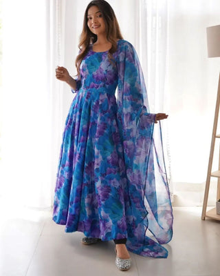 organza-georgette-dress-pant-dupatta-set-with-print-work-color-blue