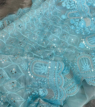 2-3 Days Delivery! Indian Saree for Women Ready to Wear Saree Premium Organza Silk Saree Party Wear Blue Color, Listing ID: 196202825