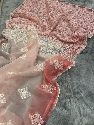 2-3 Days Delivery! Indian Saree for Women Ready to Wear Saree Premium Organza Silk Saree Party Wear Brown Color, Listing ID: 231307047