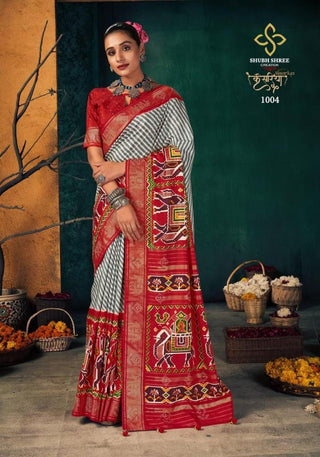Red with Silver Color Patola Saree
