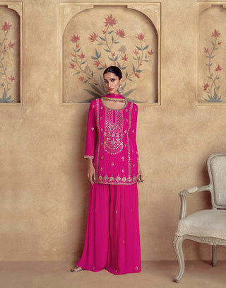 premium-chinnon-silk-kurti-plazzo-dupatta-suit-set-with-sequins-embroidered-work-color-magenta-1