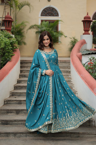 premium-chinon-kurti-sharara-dupatta-set-with-sequins-embroidery-work-color-rama-4