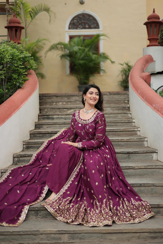 premium-chinon-kurti-sharara-dupatta-set-with-sequins-embroidery-work-color-wine-4