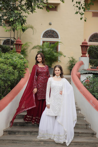 premium-faux-georgette-kurti-sharara-dupatta-set-with-sequins-thread-embroidery-work-2