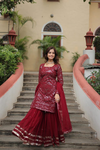 premium-faux-georgette-kurti-sharara-dupatta-set-with-sequins-thread-embroidery-work-color-maroon-2